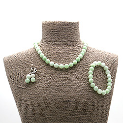 Бусы,браслет,серьги из кварца цвет яблочный хризопраз шар