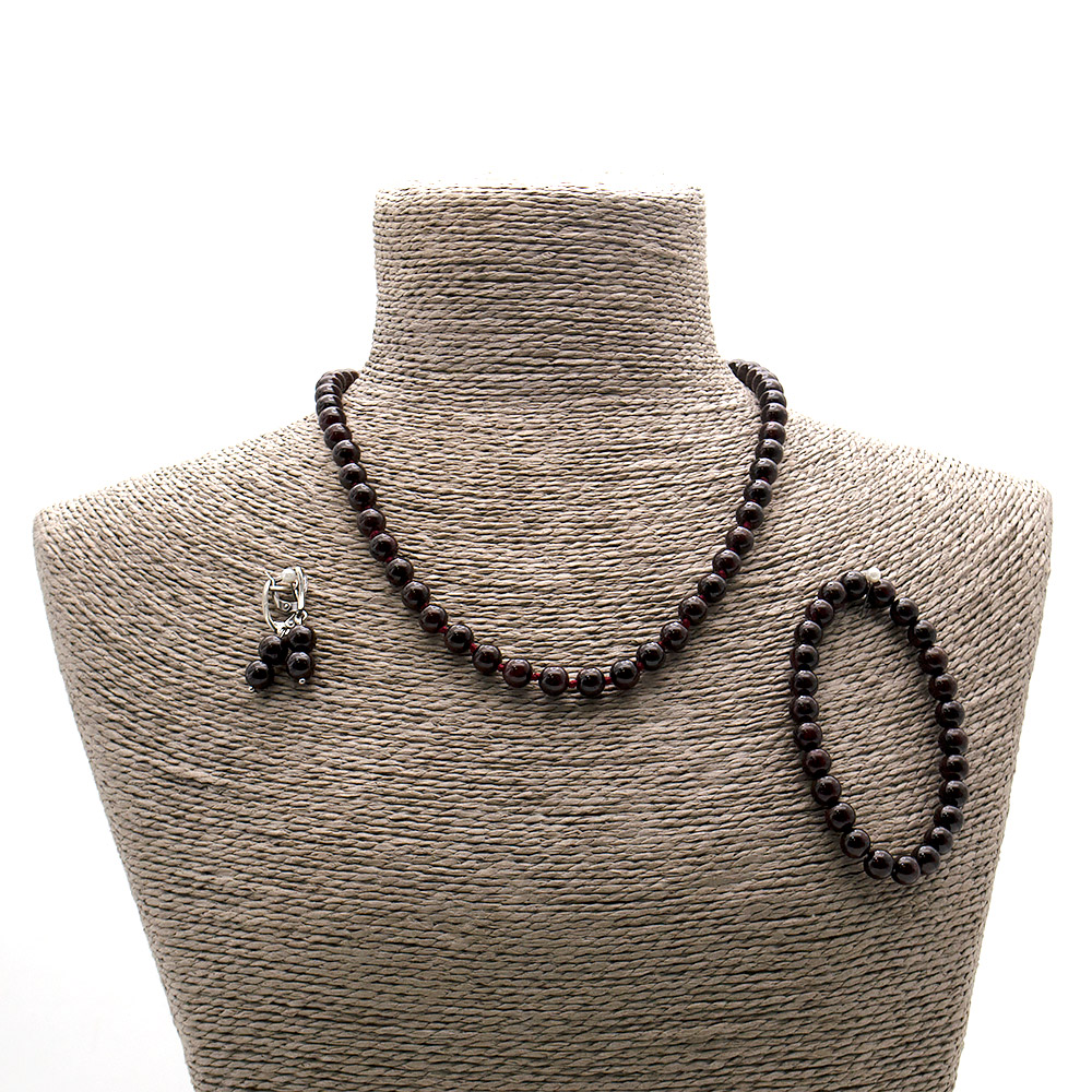 Фото товара бусы,браслет,серьги из гранат шар