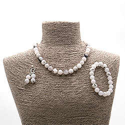 Бусы,браслет,серьги из кварца цвет черный волосатик шар