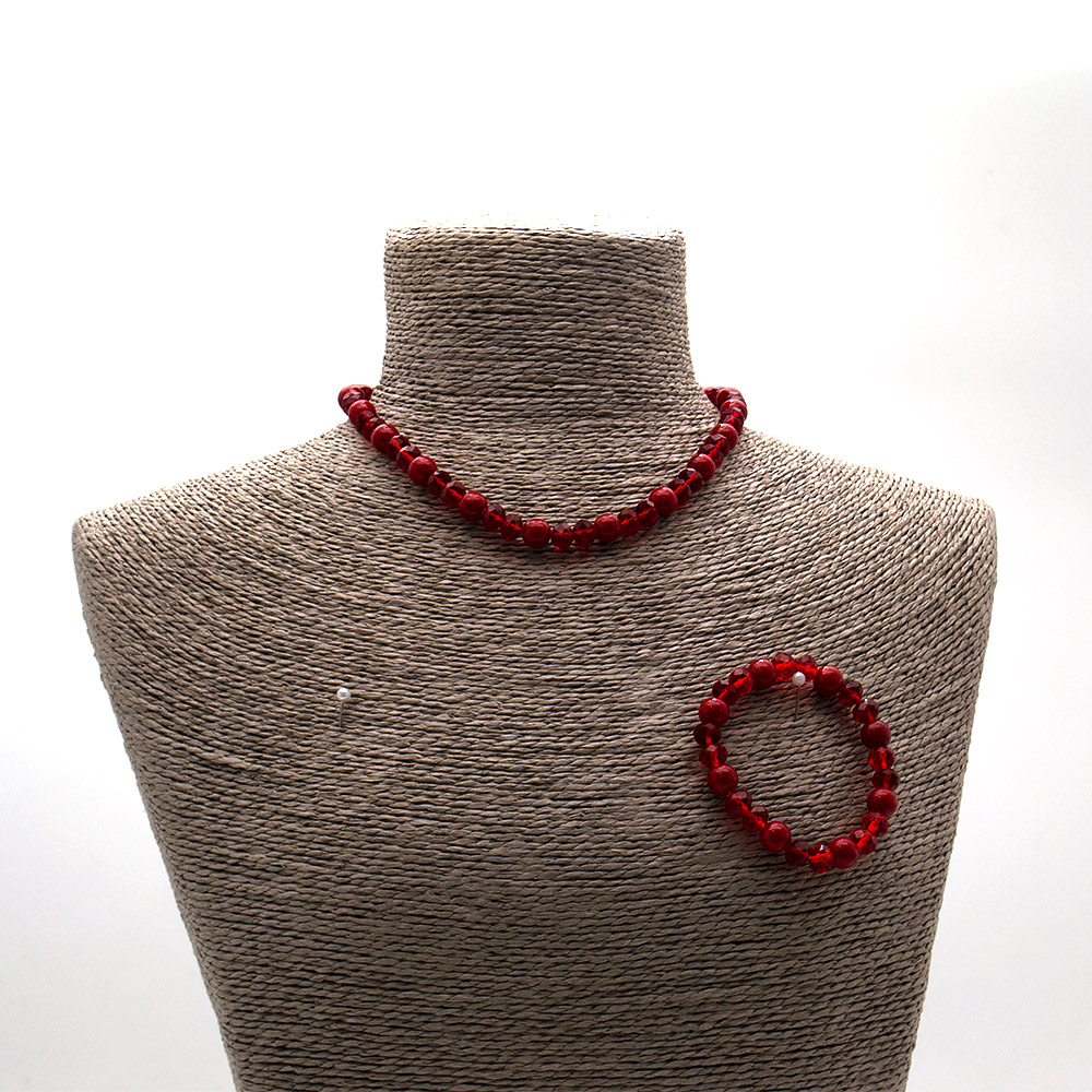 Фото товара бусы,браслет из коралла имитации с цирконом