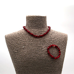 Бусы,браслет из коралла имитации с цирконом