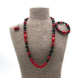 Бусы,браслет,серьги из коралла имитации