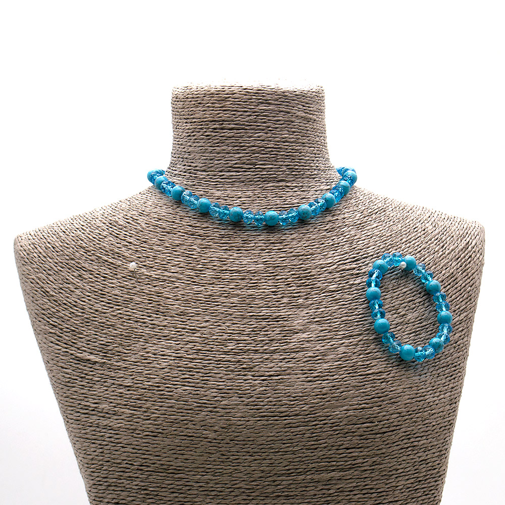 Фото товара бусы,браслет из бирюзы имитации с цирконом