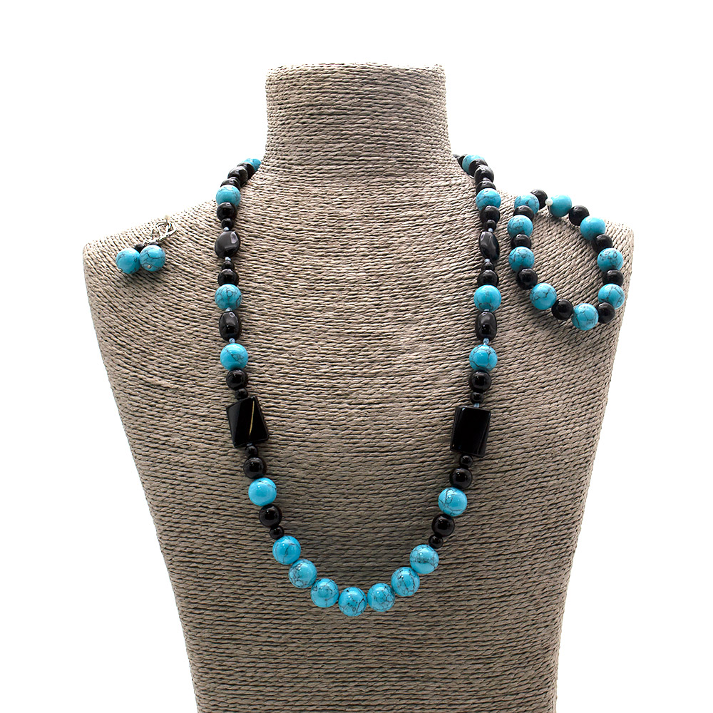 Фото товара бусы,браслет,серьги из бирюзы имитации