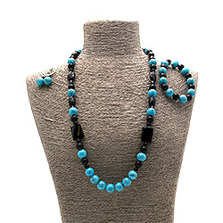 Бусы,браслет,серьги из бирюзы имитации