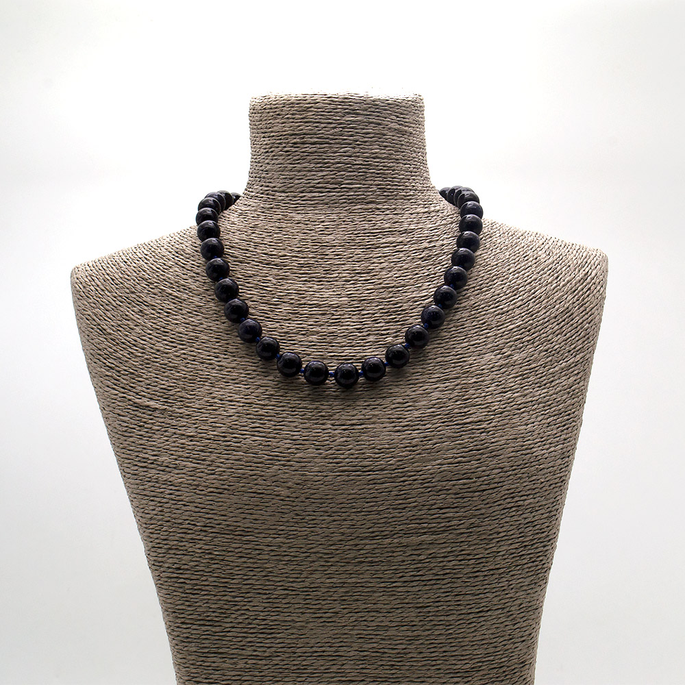 Фото товара бусы из авантюрина синтетического синего шар 12 мм 50см