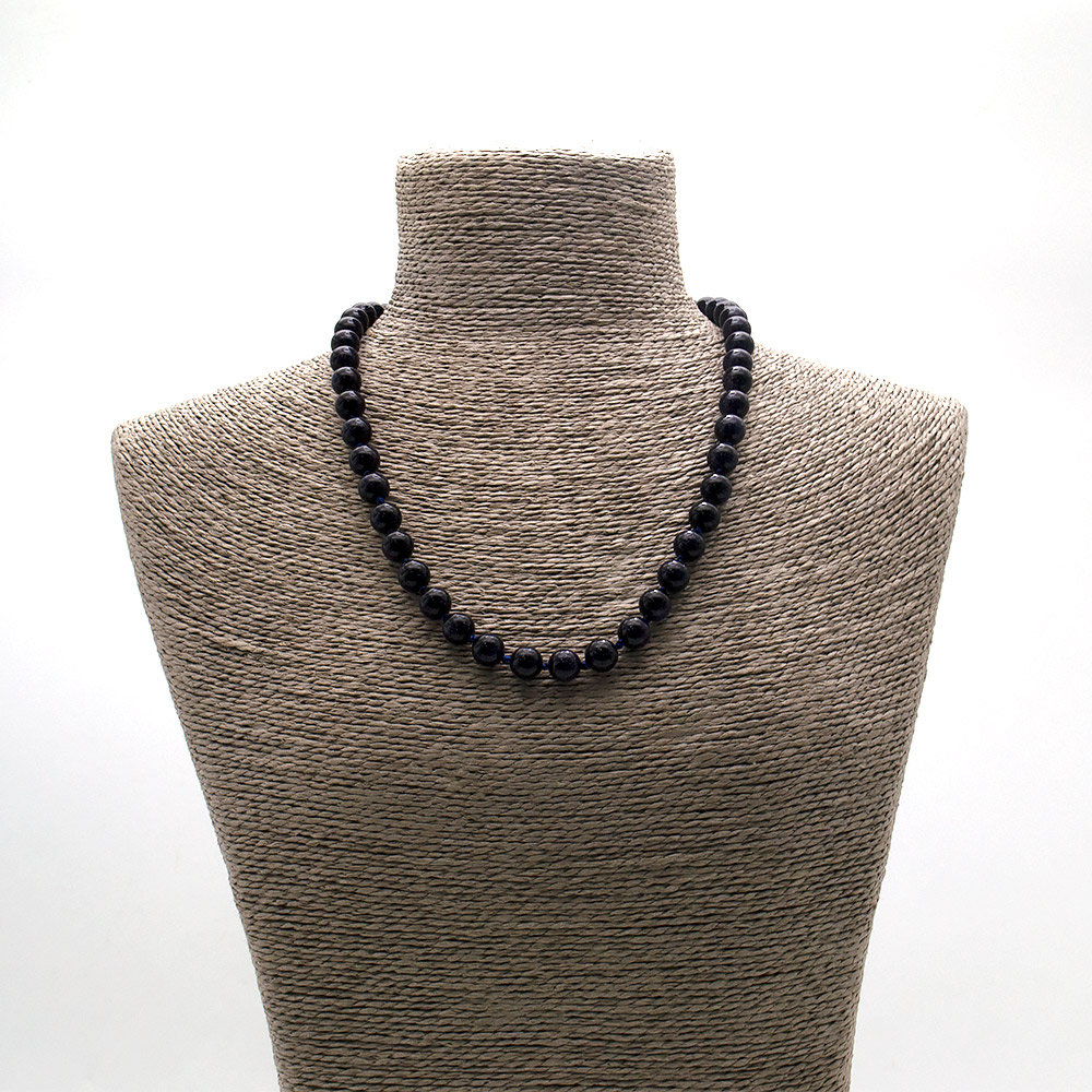 Фото товара бусы из авантюрина синтетического синего шар 10 мм 58см