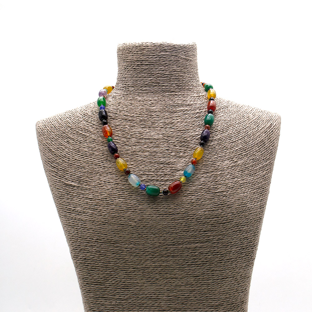 Фото товара бусы из агата тонированного цвет ассорти бочонок 14*10 мм