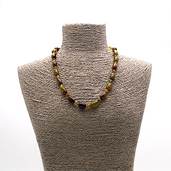 Фото товара бусы из агата кракле цвет желто-коричневый бочонок 14*10 мм