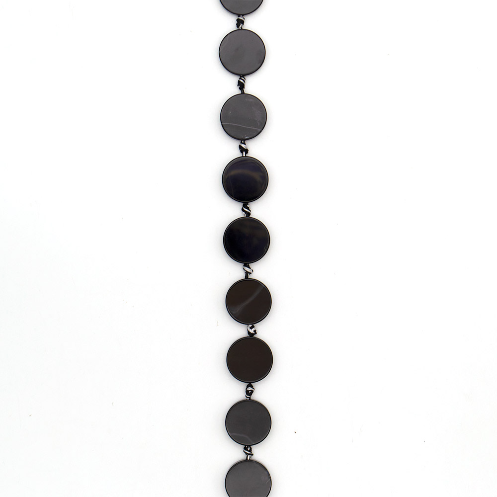 Фото товара агат таблетка цвет черный круглая 22 мм