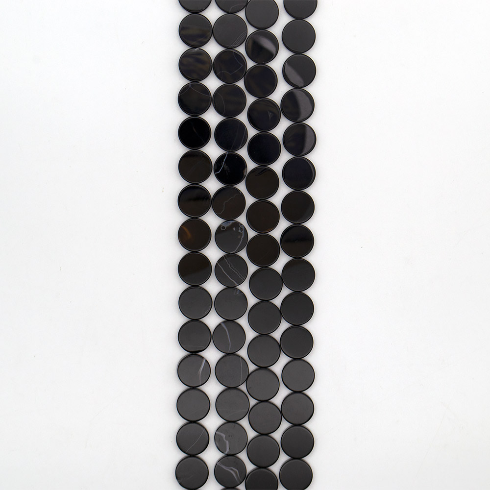 Фото товара агат таблетка цвет черный круглая 16 мм