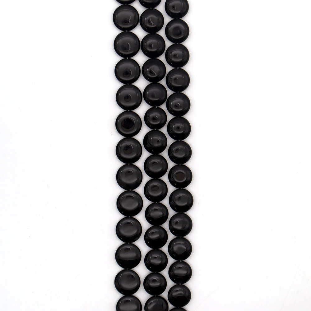 Фото товара агат таблетка цвет черный круглая объемная 18 мм