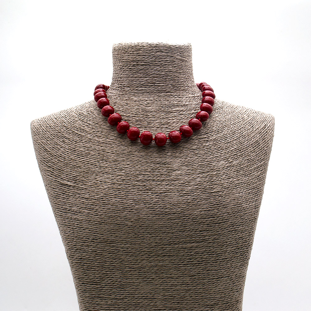 Фото товара бусы из майорки цвет красный рондоль