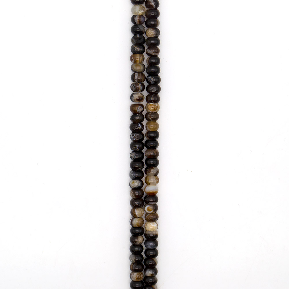 Фото товара агат рондоль цвет черно-коричневый 8*12 мм