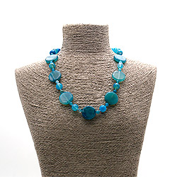 Бусы из агата тонированного голубого таблетка круглая 25 мм