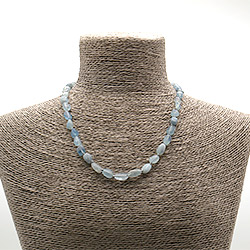 Бусы из аквамарина галтовка 8*10 мм