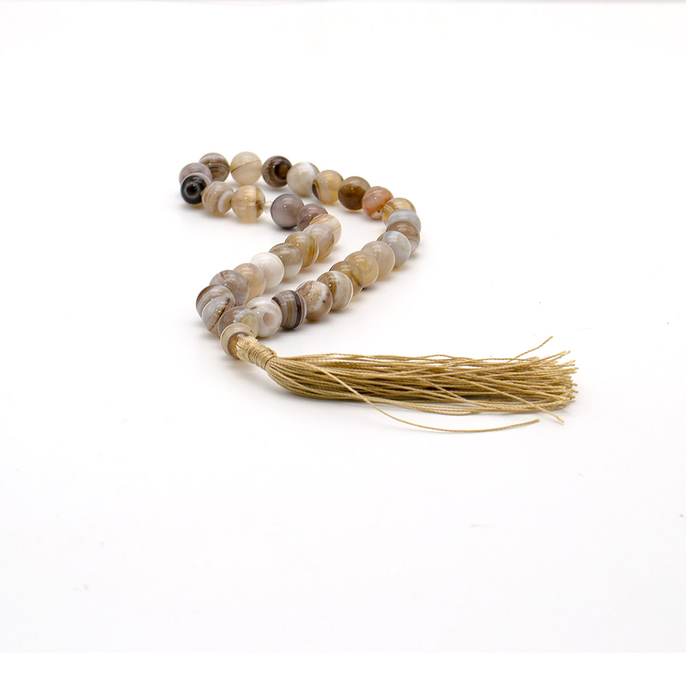 Фото товара четки из агата серо-коричневого 12 мм 33 бусины