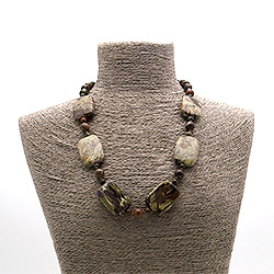 Бусы из яшмы пейзажной таблетка прямоугольная