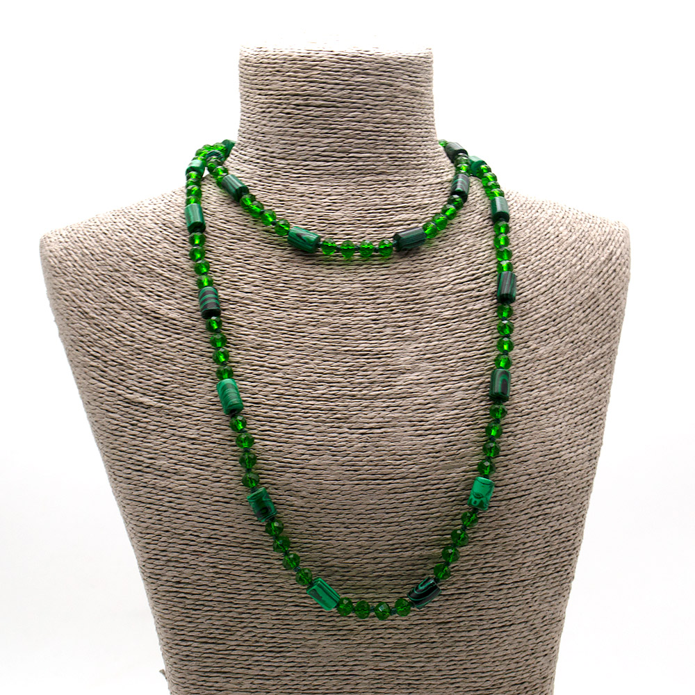 Фото товара бусы из малахита имитации цилиндр 