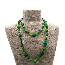 Бусы из малахита имитации таблетка 16 мм с цирконом