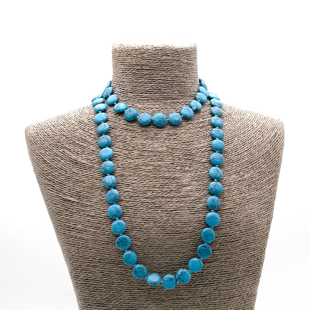 Фото товара бусы из бирюзы имитации таблетка 