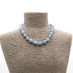 Фото товара бусы из аквамарина галтовка 15*9 мм