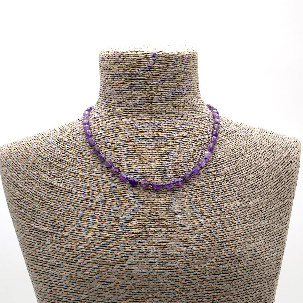 Фото товара бусы из аметиста таблетка граненая 8*6 мм