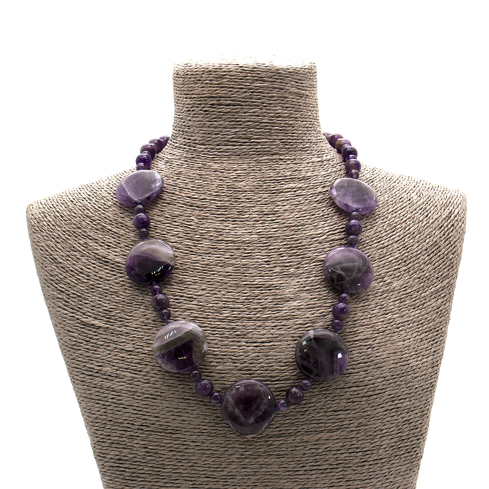 Фото товара бусы из аметиста таблетка круглая 30 мм