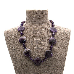 Фото товара бусы из аметиста таблетка круглая 30 мм