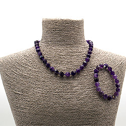 Бусы,браслет из аметиста крупная грань