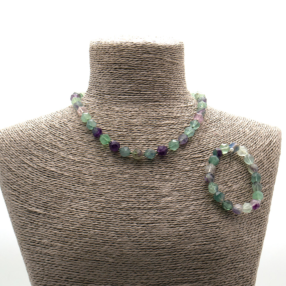 Фото товара бусы,браслет из флюорита крупная грань