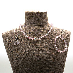 Бусы,браслет,серьги из розового кварца граненый