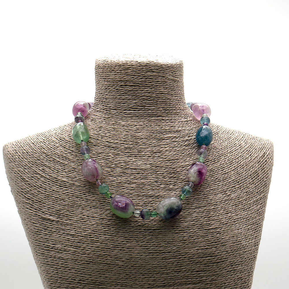 Фото товара бусы из флюорита галтовка крупная