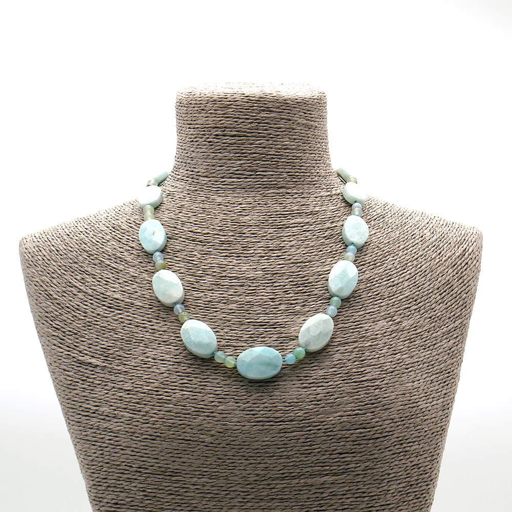 Фото товара бусы из амазонита таблетка граненая 22*15 мм