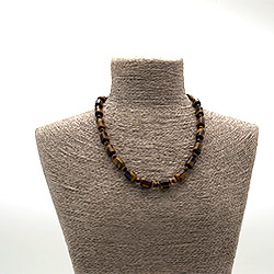 Бусы из тигрового глаза цилиндр трехсторонний