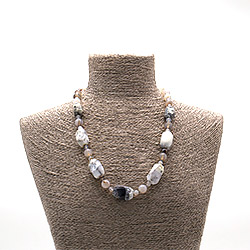 Бусы из агата мохового галтовка граненая 25*15 мм