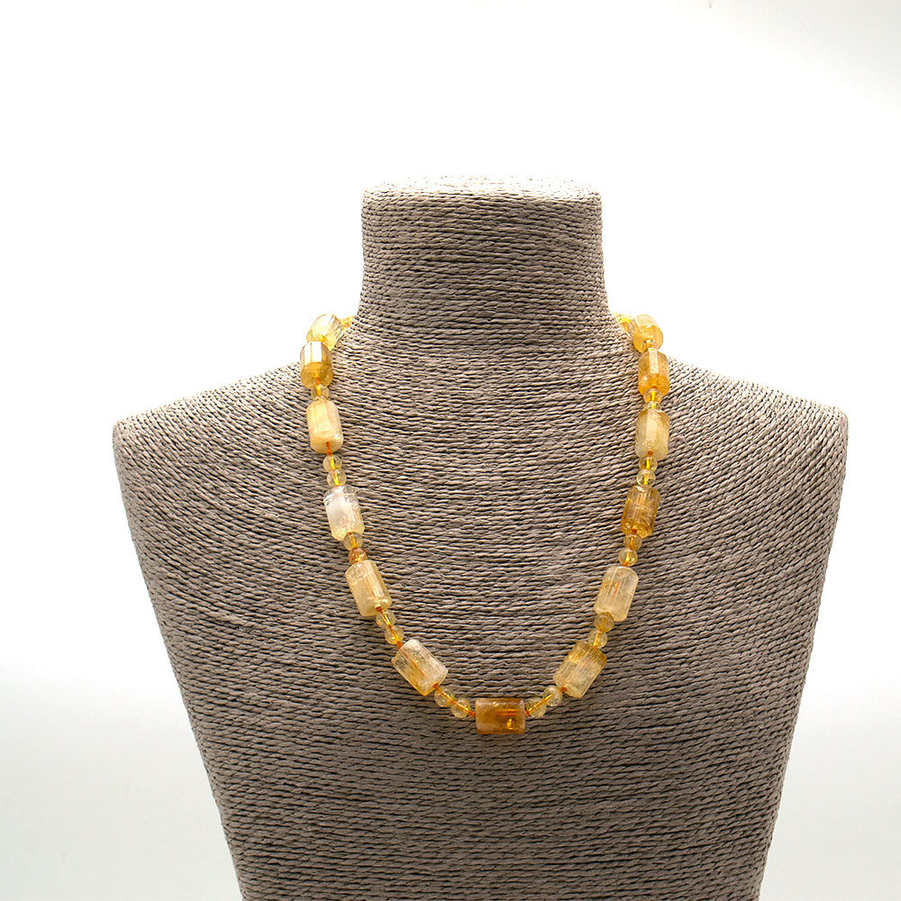 Бусы из цитрина цилиндр граненый