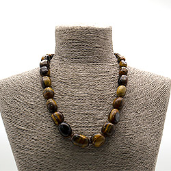 Бусы из тигрового глаза галтовка