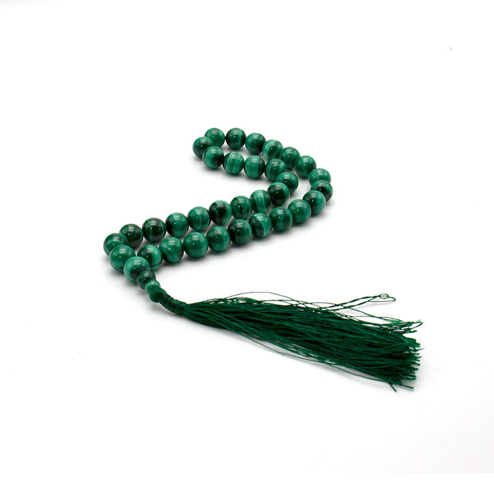 Фото товара четки из малахита 10 мм 33 бусины