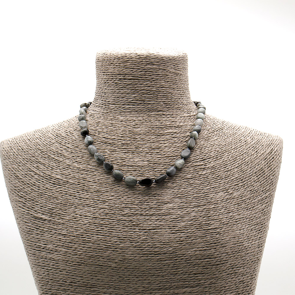 Фото товара бусы из кошачьего глаза галтовка 6*8 мм