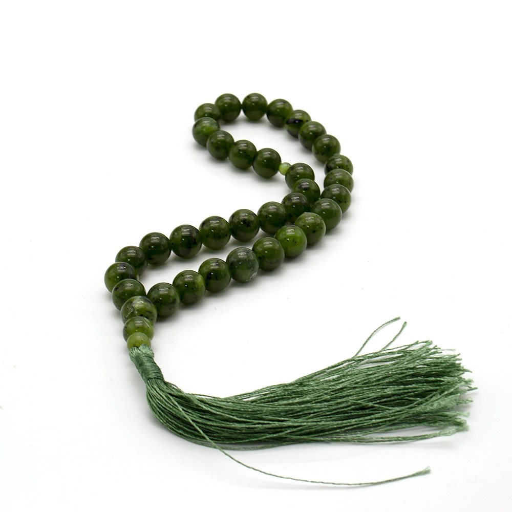 Фото товара четки из нефрита канадского 10 мм зз бусины