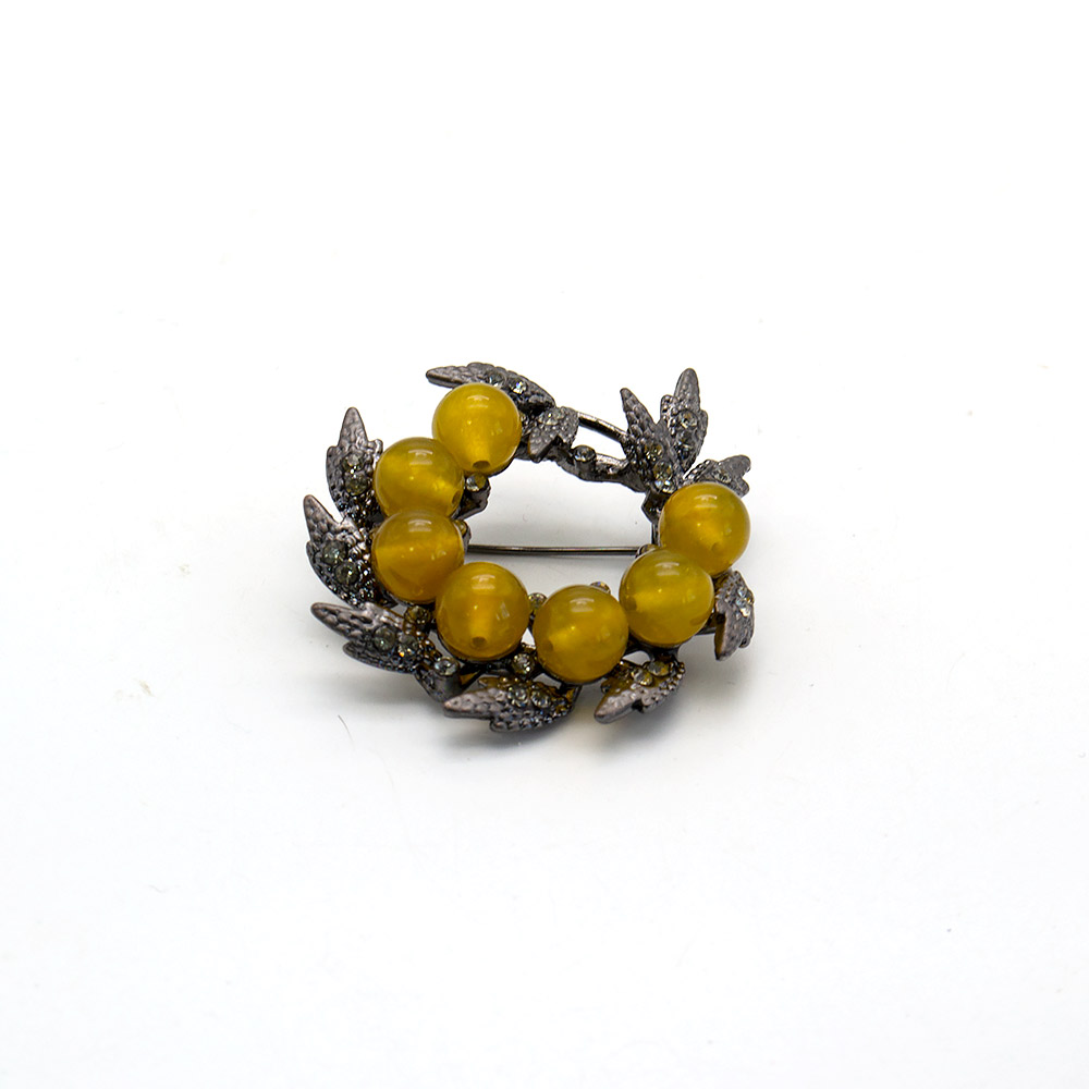 Фото товара брошь "венок 7 камней" агат желтый а0107