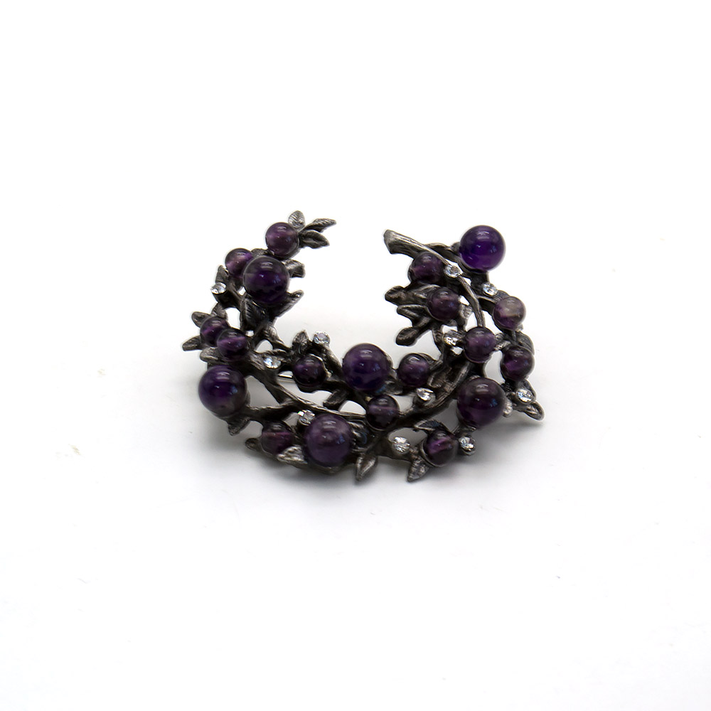 Фото товара брошь "венок с мелким шариком" аметист а0180