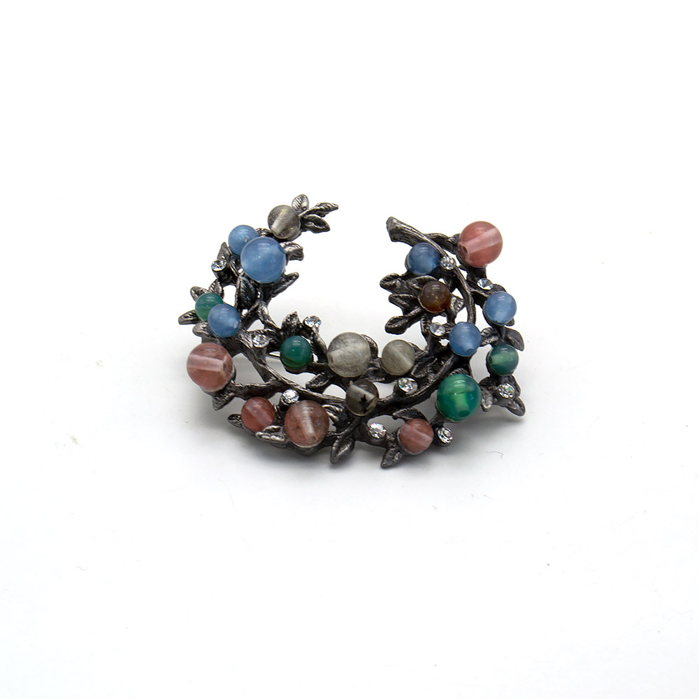 Фото товара брошь "венок с мелким шариком" микс камней а0180