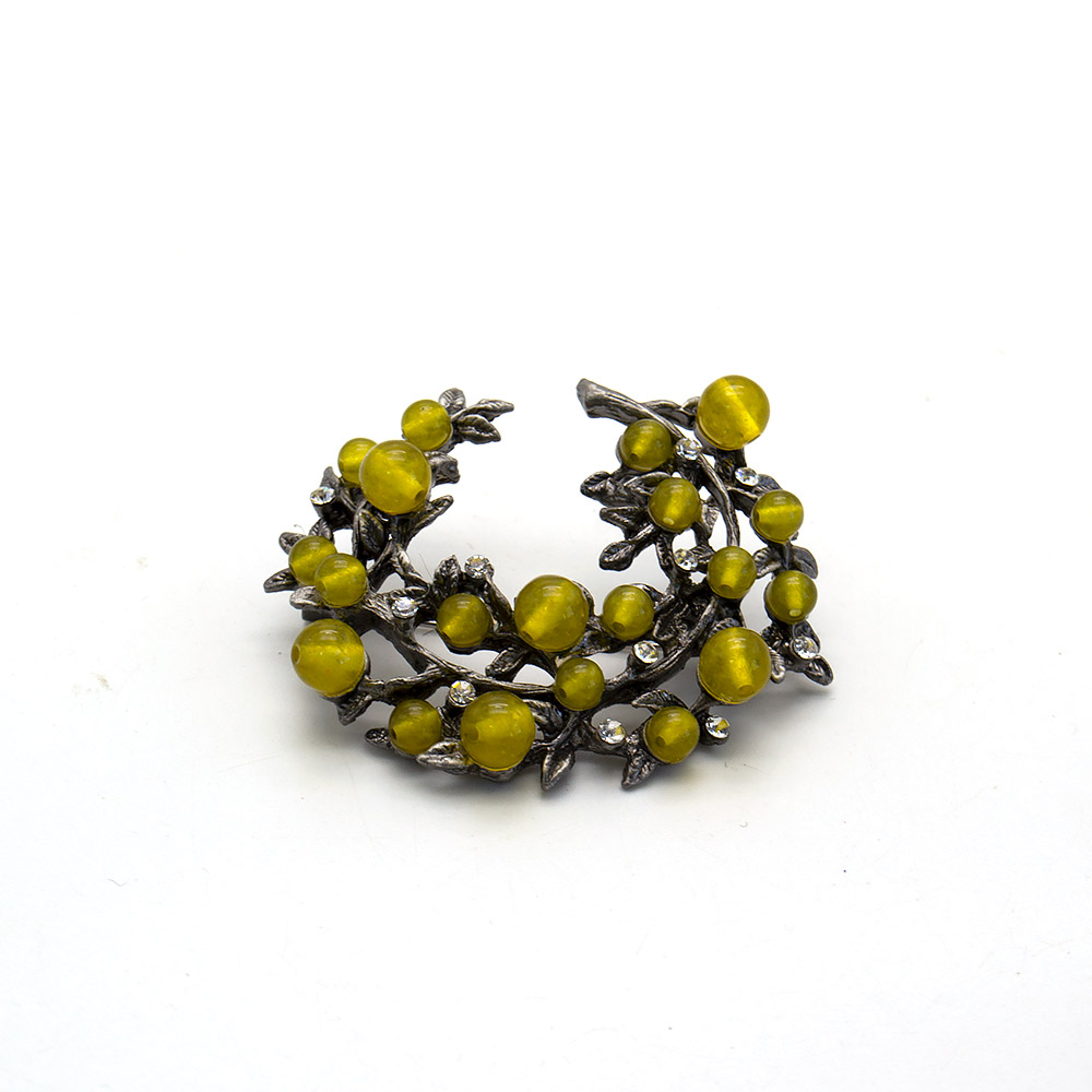 Фото товара брошь "венок с мелким шариком" кварц желтый а0180