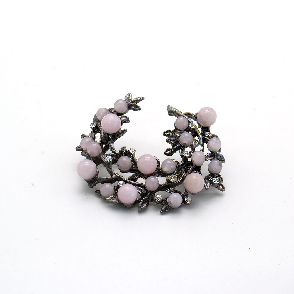 Фото товара брошь "венок с мелким шариком" розовый кварц а0180