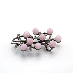 Брошь "Куст 9 шариков" розовый кварц А0115