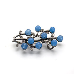 Брошь "Куст 9 шариков" кварц голубой А0115