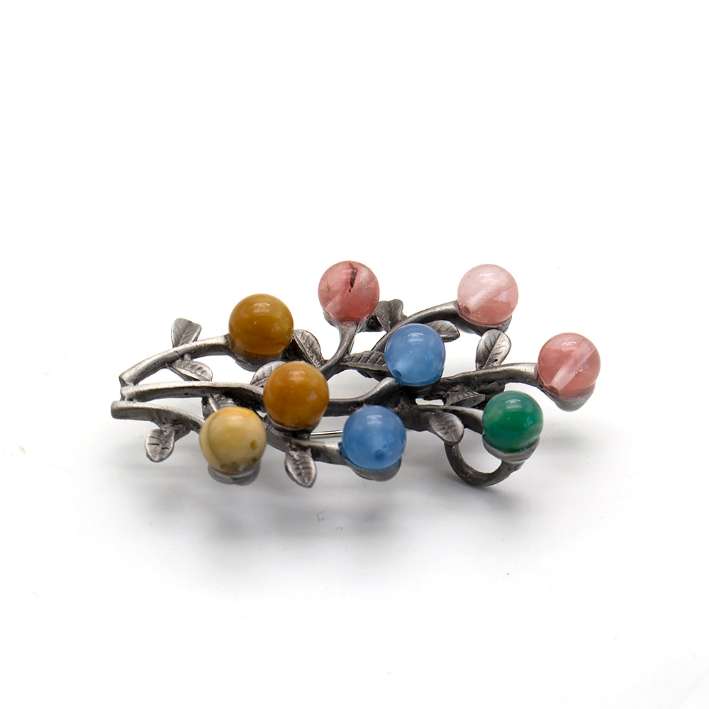 Фото товара брошь "куст 9 шариков" микс камней а0115