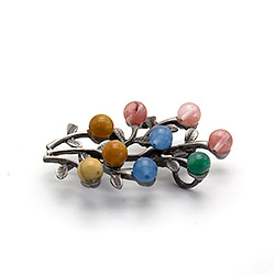 Брошь "Куст 9 шариков" микс камней А0115